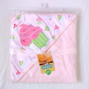 Newborn Baby hooded cotton blanket gift Double layer soft comforted cotton swaddle