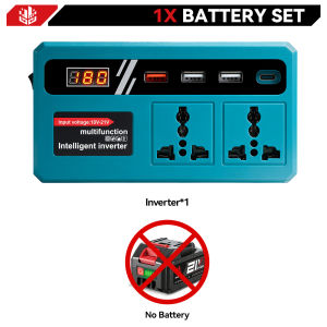 YOFIDRA 300W Cordless Power Inverter DC 110V To 220V 2 Port Inverter Adapter Power Home Emergency Backup power supply Outdoor portable For Makita 21V Battery