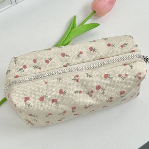 LYMEDIA Floral Print Pen Bag Multifunctional Large Capacity Pencil Case INS Stationery Bag Students