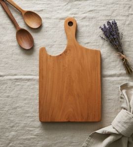 Talenan Gagang Liuk Kayu Jati 30x20x1.5 cm – Properti Foto Estetik & Alas Saji
