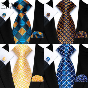 3pcs Mens Tie Brown Gold Floral Stripes Solid Necktie Pocket Square Cufflinks Set Wedding Formal Casual Office Party