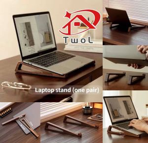 TWOL SHOP Stock no.285,Laptop stand (one pair) wooden vertical folding desktop heightening bracket portable tablet mini ded