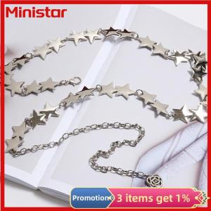 Ministar Vintage Women Waist Belt Female Metal Star Pentagram Chain Belt Tassel Waist Chain Belt Women Decorative Body Jewelry