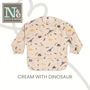 Nathan & Emma Long sleeve Baby Bib with Wide Food Catcher (1 PC) | 100% Polyester | Age grade: 6 months+ | Baby Feeding Essentials