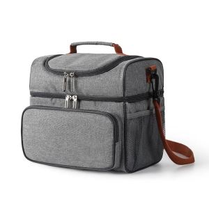 Insulated Lunch Bag Double-Layer Thermal Tote with Detachable Shoulder Strap for Hot Meal Prep Large Cooler for Work & Outdoor2026