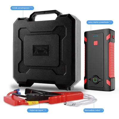 MANSOON Power Bank Car Jump Starter Aki Mobil Accu Power Jumper With Compass 12V Multi-Function Emergency Power Bank Rechargeable Battery
