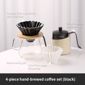 BINCOO Hand-brewed Coffee Pot Set Dripper Set Stainless Steel Long Mouth and Narrow Kettle with Filter Cup for Home and Office 350ML