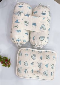 Bộ Gối chặn gối lõm cho bé sơ sinh  Woo Yi chất liệu sợi tre mềm mại êm ái an toàn cho Bé