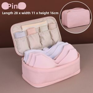 Double Layer Bra Storage Bag - Dust-Proof & Portable (Beige & Pink)
