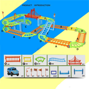 DIY Electric Racing รถรางเด็กรถไฟโมเดลแทร็คของเล่นเด็กรางรถไฟ Racing แผนที่การขนส่งอาคารของเล่นเด็ก