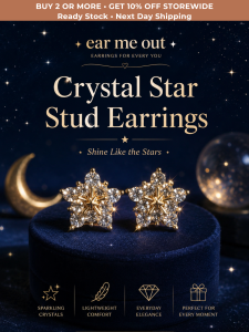 [SG] Celestial Snowflake Crystal Stud Earrings | Gold Snowflake Earrings | Sparkling Crystal Studs | Elegant Winter-Inspired Jewellery | ear me out (EMO-66)