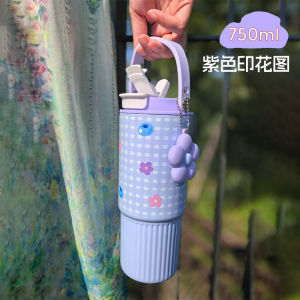 750ML Tumbler Thermos Bottle with Straw Aesthetic Tumbler Botol Air Tahan Sejuk Aquaflask Tumbler Stainless Steel Water Bottle