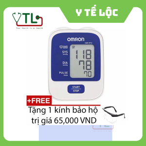 Máy đo huyết áp bắp tay Omron HEM-8712 (Trắng phối xanh)  Tặng 1kính bảo hộ