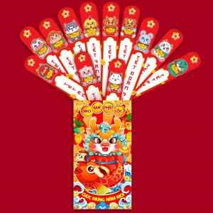 Sỉ 10 Set (120 BAO LÌ XÌ) bao lì xì lixi gieo quẻ 2024- kem túi kiếng từng set