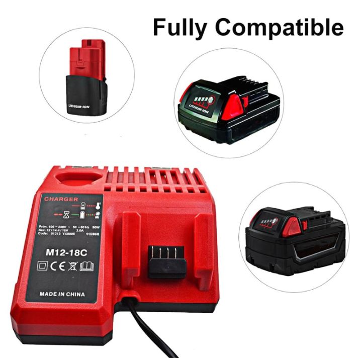 Battery Charger For Milwaukee 12V M 12-18C Li-Ion 18V C1418C  48-11-1815/1828/1840 M 18 M 14 M 12 Lithium Battery Lazada PH