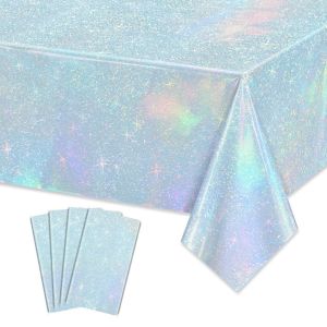 MARINI Purple  Disposale Tablecloth Shiny Rectangle Table Cover  Aluminum Film Party Decoration Birthday Wedding Party Supplies