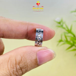 Khuyên tai bạc nữ xi bạch kim kiểu khoen tròn 9mm chạm tròn bản 4mm  Bông tai bạc mạ vàng trắng Hoa tai bạc thật xi kim đẹp Khuyên tai cài móc máy thiết kế sang trọng và đẳng cấp - KIM LỘC PHÁT BKCT9LB4L06