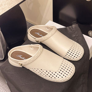 [Free Shipping] Ruths style soft-soled sandals for women summer breathable slip-on closed-toe slippers lightweight and versatile hollow half-slippers for women