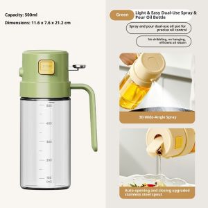 DANLE ขวดเครื่องสเปรย์น้ำมันพร้อมสเปรย์แบบละอองแรงโน้มถ่วงสำหรับทำอาหารในครัวที่ใส่น้ำมันแก้วเกรดอาหาร