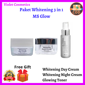 [PAKET 3 IN 1] Paket Whitening MS Glow 3 in 1 / Whitening Series MS Glow / Glowing Toner Ms Glow + Whitening Day Cream Ms Glow + Whitening Night Cream Ms Glow (Tanpa Facial Wash) / Toner / Ms Glow