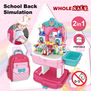 【2IN1】BOWA Educational Building Blocks Toy Simulation School Bag To Table Kids  Mainan Blok Pembelajaran Kanak-kanak