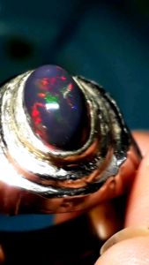 CINCIN BATU KALIMAYA BLACK OPAL TRANSLUCENT ASLI BANTEN