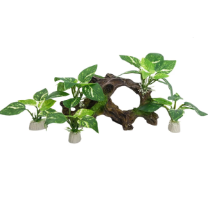 ถ้ำล่องลอยเทียมพร้อมผ้าไหมสำหรับปลากัดปลาเรซินปลอดภัยสำหรับตกแต่งตู้ปลาสัตว์ครึ่งบกครึ่งน้ำที่อยู่อาศัย