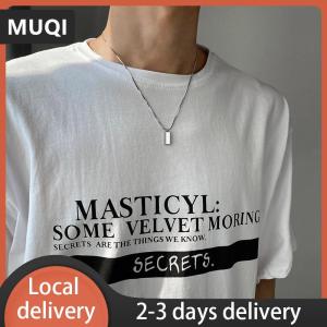 [COD] MUQI Ship within 24 hours Creative Men Necklace Cool Geometric Necklace Titanium Clavicle Chain Boyfriend Gift Silver Color Bricks Punk Couple Necklace