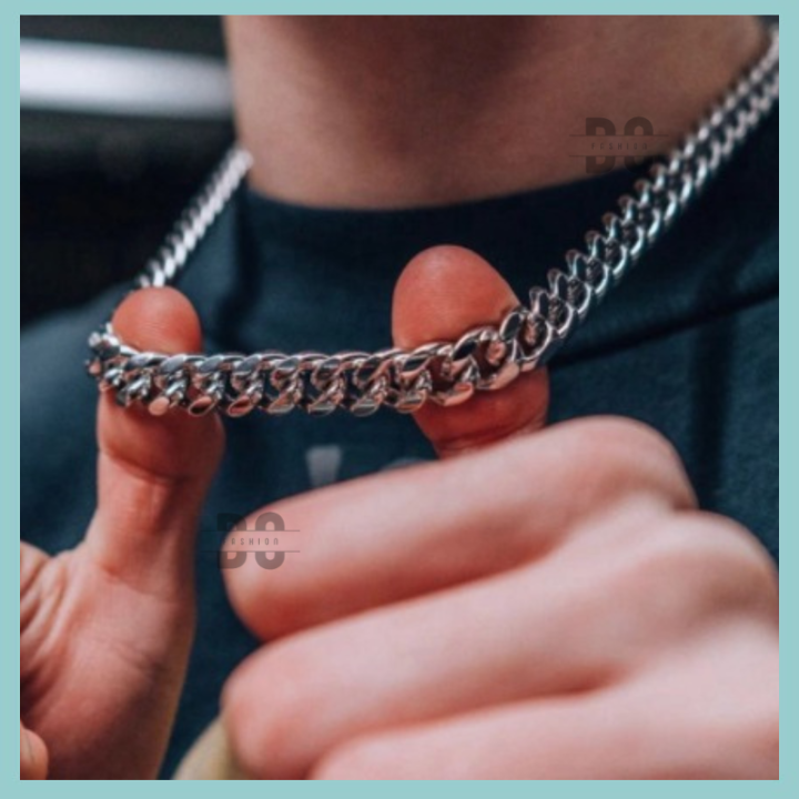 NK SILVER CHAIN Stainless Steel Necklace Men Women Hip Hop Style