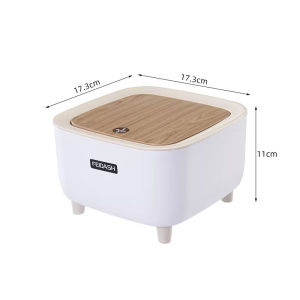 2L Mini Press Desktop Trash Can With Lid Multipurpose Aesthetic Grabage Bin On Table