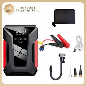 【HRFS】 Car Emergency Starting Power Supply 1600A Peak with LCD Display Auto Battery Charger with Auto-Shutoff Tire Inflator for Cars Trucks SUV Gifts for Men