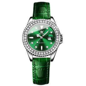 OLEVS 9945 Women Quartz Fashion Watch Gift Stainless Steel Watchband Round-dial Wristwatch Calendar Luminous