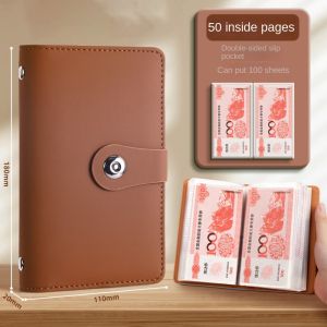 UUMIR Save Money 100 Envelopes Money Saving Challeng Large Capacity PU Mini Binder Savings Challenge Funny Reusable Budget Binder Lovers