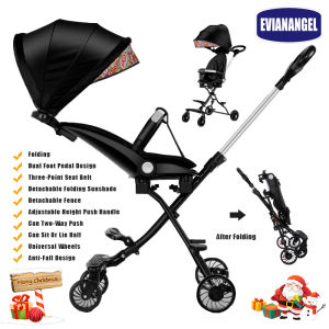 Folding Baby Stroller with 360° Rotating Wheels and Sunshade 4-Wheel Design