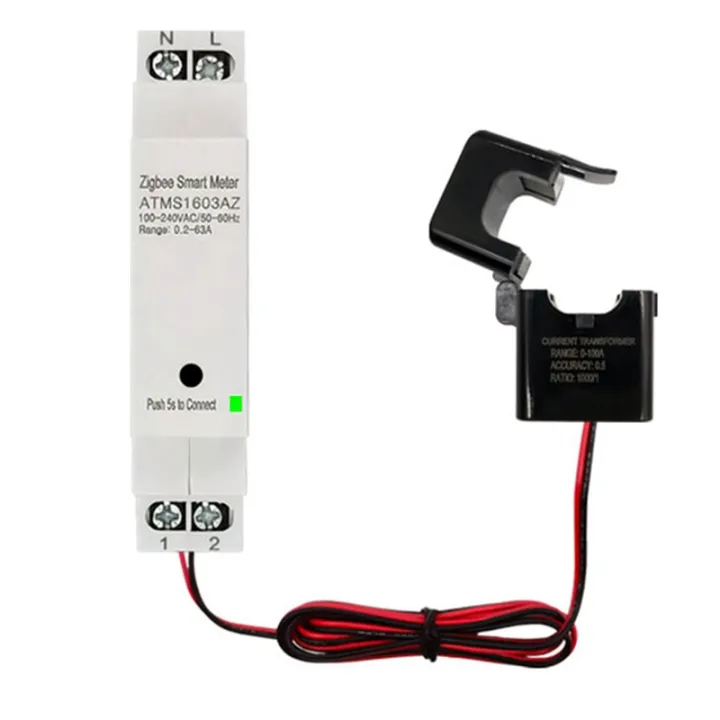 Tuya Zigbee Smart Energy Meter With 2x200A Clamp Sensors – Real-Time Power Monitor For Solar & Grid (DIN Rail)