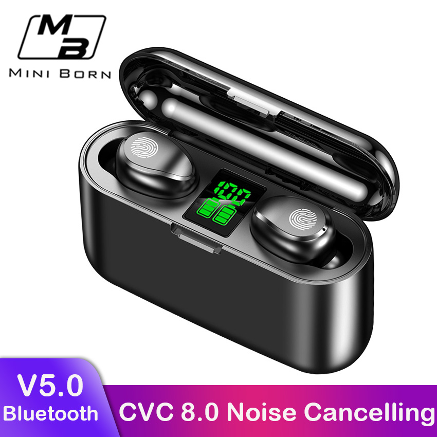 Mini born True Wireless Earbuds Mini Earphone Headphone TWS Wireless Bluetooth V5.0 Headset Sport Music Stereo Headphone LED Display Noise Canceling _voghion.com