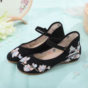 Free Shipping [Xia Han] New Spring And Summer Collection: Chinese-Style Retro Embroidered Hanfu Shoes Embroidered Shoes Student Shoes Canvas Shoes And Dance Shoes