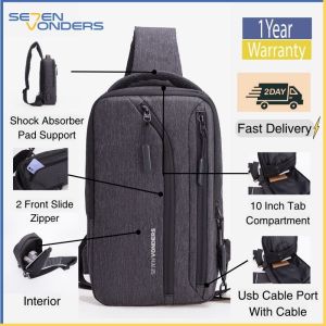 (SG SHOP) SE7EN VONDERS DERINKUYU MULTIFUNCTION NYLON CHEST SLING BAG WATER RESISTANT SHOCK ABSORBER BAG
