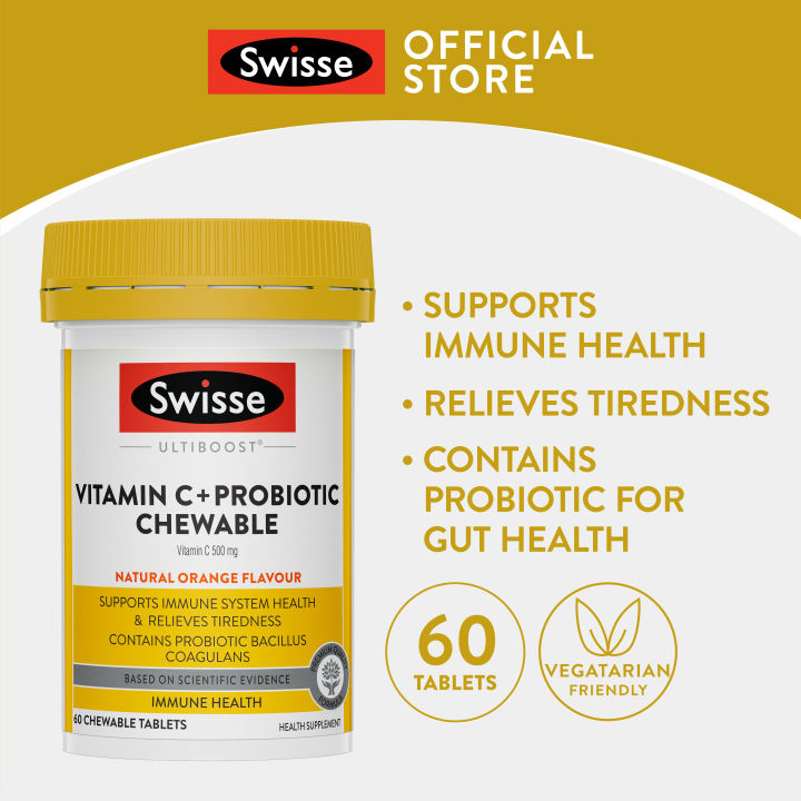 Swisse Ultiboost Vitamin C + Probiotic Chewable 60 Tabs