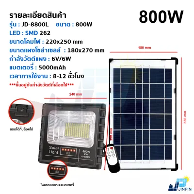 รุ่นใหม่ล่าสุด 1200w 1000w 900w 800w 350w ไฟสปอตไลท์ ไฟถนนโซล่าเซลล์ Solar Cell ไฟแผงโซล่า Solar Light พร้อมอุปกรณ์ใช้งาน ประกันร้านค้า
