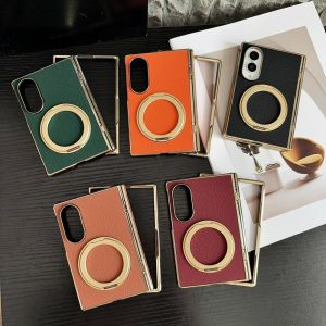 For Samsung Galaxy Z Fold 8 Ultra Case PU Leather Hinge With Ring Stand Protective Back Cover Case For Z Fold 8 7 Shell