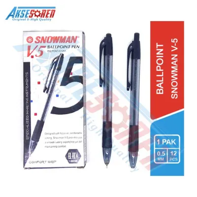 Pulpen Snowman [V-5/12 pcs] / Ballpoint Pena Pen Tinta Warna