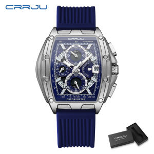 CRRJU Jam Tangan Pria Original Multifungsi Tahan Air Analog Stainless Steel Olahraga Bercahaya 2317