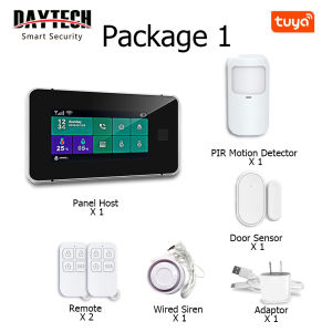 DAYTECH Tuya Smart WiFi GSM Home Security Alarm System Wireless Burglar Alarm with Touchscreen Fingerprint Temperature & Humidity Sensor Alexa Google Home
