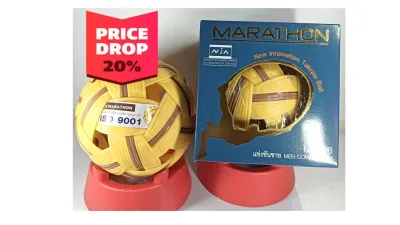 ลดล้างสต๊อค ลูกตะกร้อ Marathon MT908 ตะกร้อรุ่นแข่งขันนานาชาติ (ชาย) ลูกตะกร้อ Marathonแท้รุ่นสำหรับใช้แข่งขันระดับนานาชาติ มีมาตรฐานการรับรอง