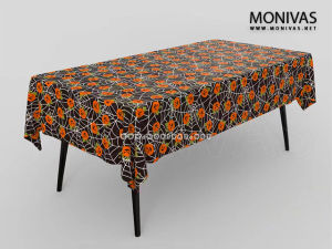 Spiderweb Pumpkin Table Cover Sheet Disposable Tablecloth Halloween Party Supplies