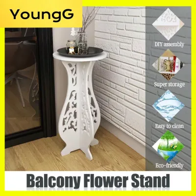 Modern Simple Living Room Balcony Flower Stand White Round Coffee Tea Table Desk Sides Table Wood Plastic Board Home Furniture Racks