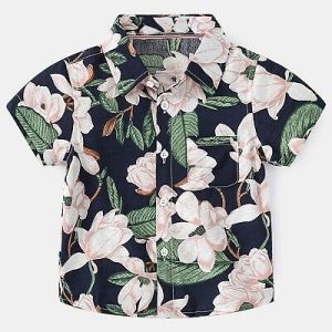 KEMEJA ANAK BALITA LAKI IMPORT LENGAN PENDEK PRINTING FLORAL TROPICAL