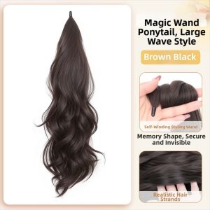 OOC Synthetic Long Curly Ponytail Extensions Flexible Wrap Around 28Inch Pony Tail Hairpieces Hair Accessories Fluffy Wave Ponytail Wig for Women