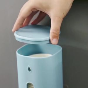 Hộp Đựng Cốc Ly Giấy Rút Bằng Nhựa Dán Tường Có Nắp Đậy - Giá Đỡ Ly Rút 1 Ngăn Dễ Lắp Đặt